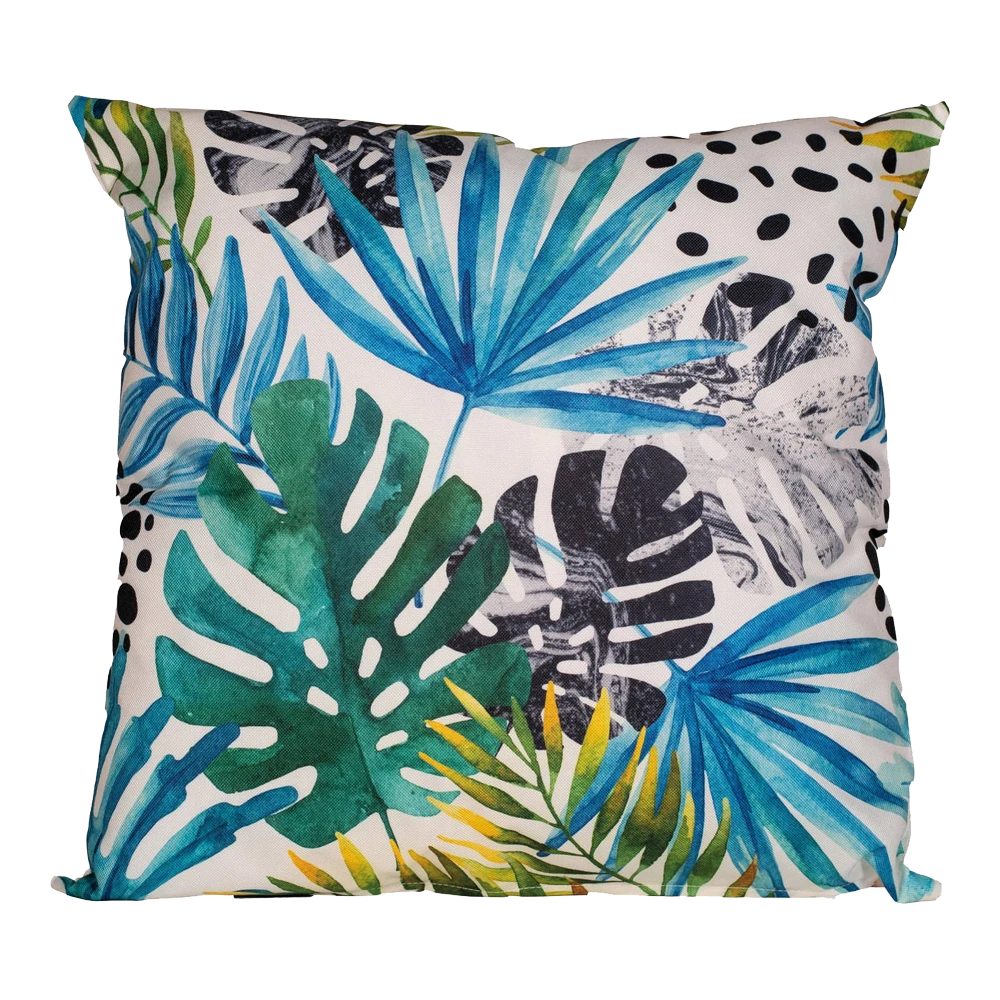 Buitenkussen Palmblad Blauw 45x45cm - Tuinkussen