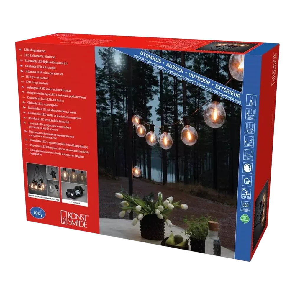Lichtsnoer Feestverlichting Retro LED Koppelbaar + Dimbaar - Startset - 10m - 10 LED's - Konstsmide - Afbeelding 5