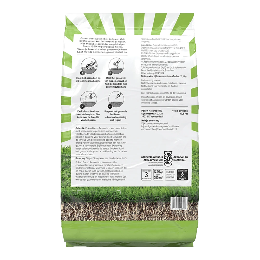 Pokon Gazon Revolutie 12,5kg - Gazonmeststof, Graszaad - Afbeelding 2