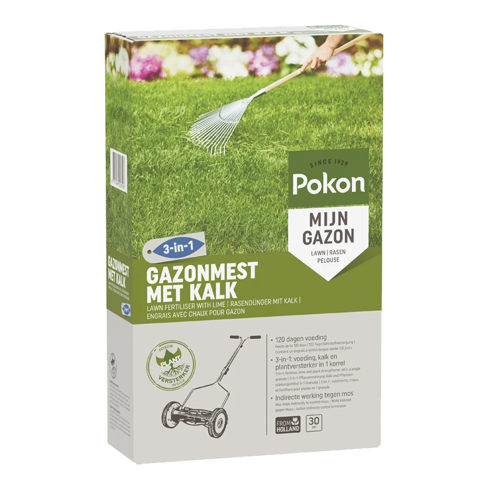 Pokon Gazonmest Met Kalk 2kg Voor 30mu00b2 - Gazonmeststof, Gazonkalk