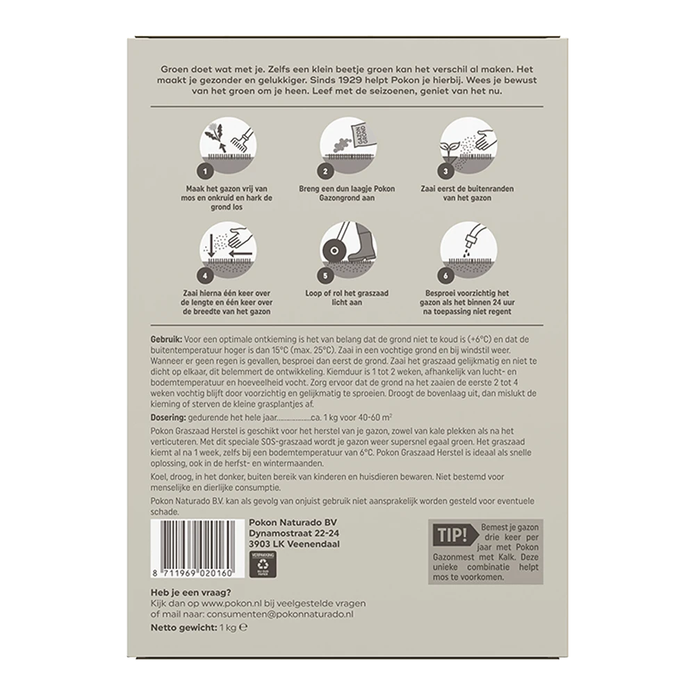 Pokon Graszaad Herstel 1kg - Graszaad - Afbeelding 2