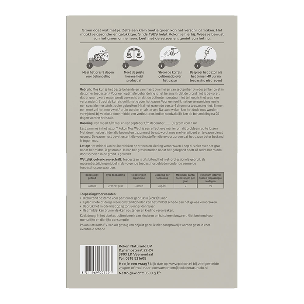 Pokon Mos Weg! 3,5kg Voor 100mu00b2 - Onkruid En Aanslag - Afbeelding 2
