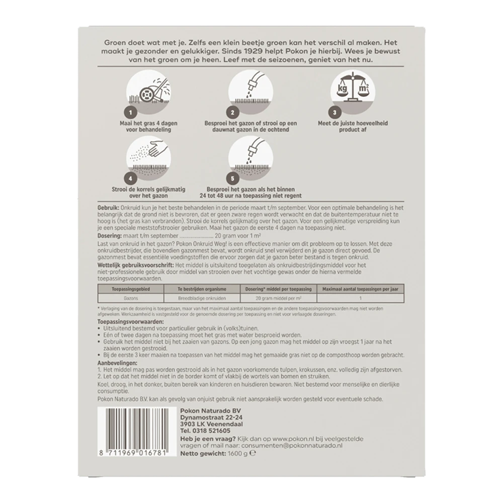 Pokon Onkruid Weg! 1,6kg Voor 80mu00b2 - Onkruid En Aanslag - Afbeelding 2