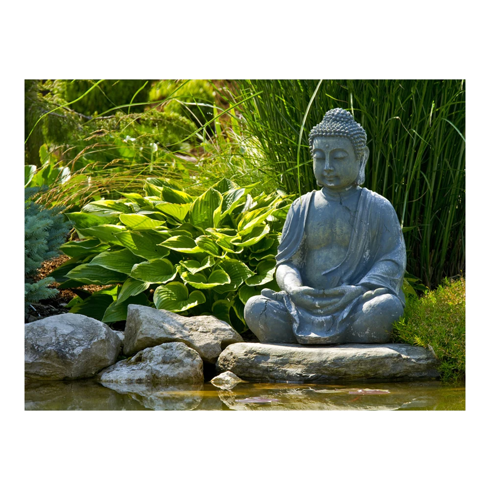 Tuinposter Buddha Met Hosta - L - 120x90cm