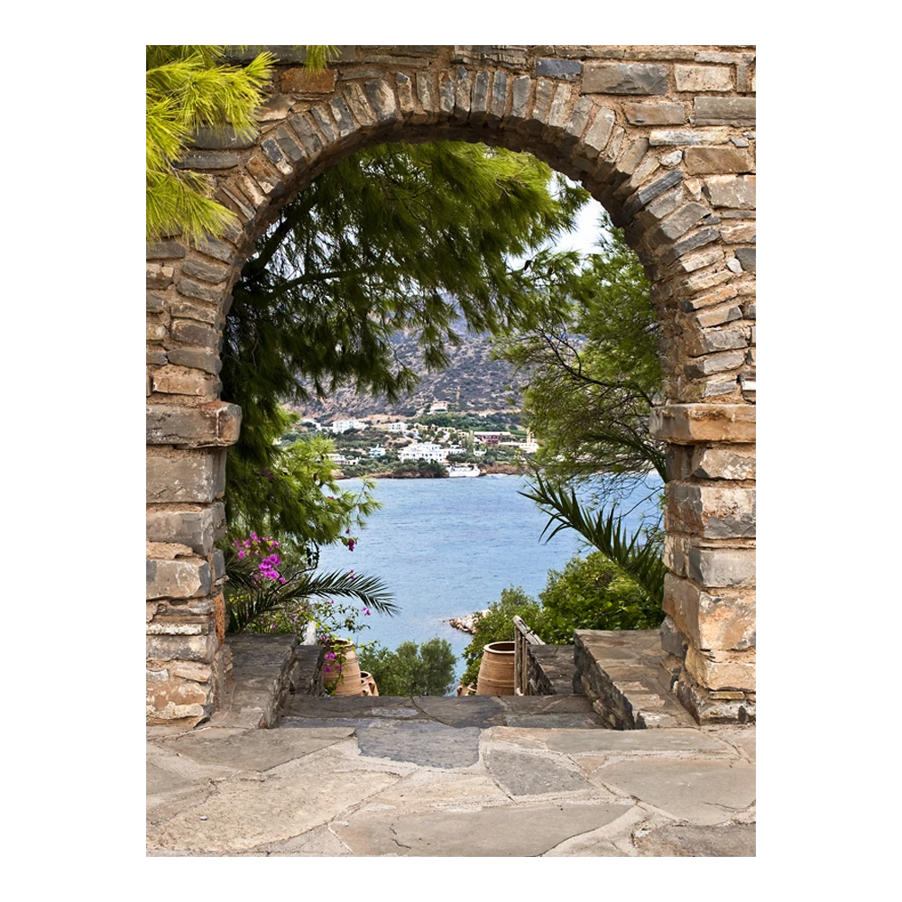 Tuinposter Mediterraans Doorkijk - L - 90x120cm