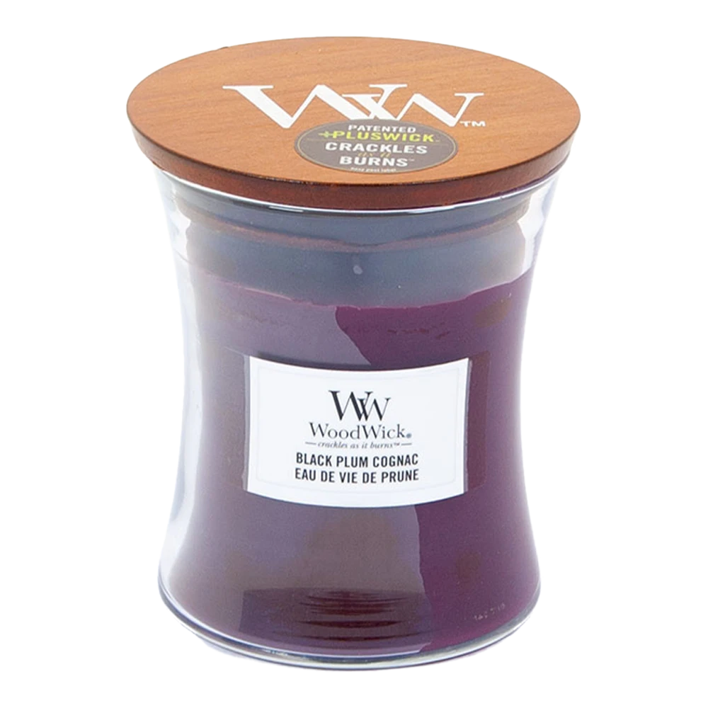 Woodwick Black Plum Cognac Medium Candle - Geurkaars