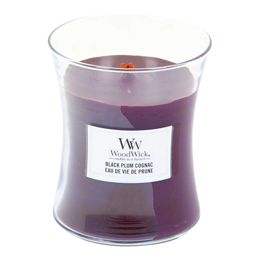 Woodwick Black Plum Cognac Medium Candle - Geurkaars - Afbeelding 2