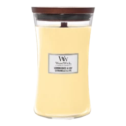 Woodwick Lemongrass & Lily Large Candle - Geurkaars