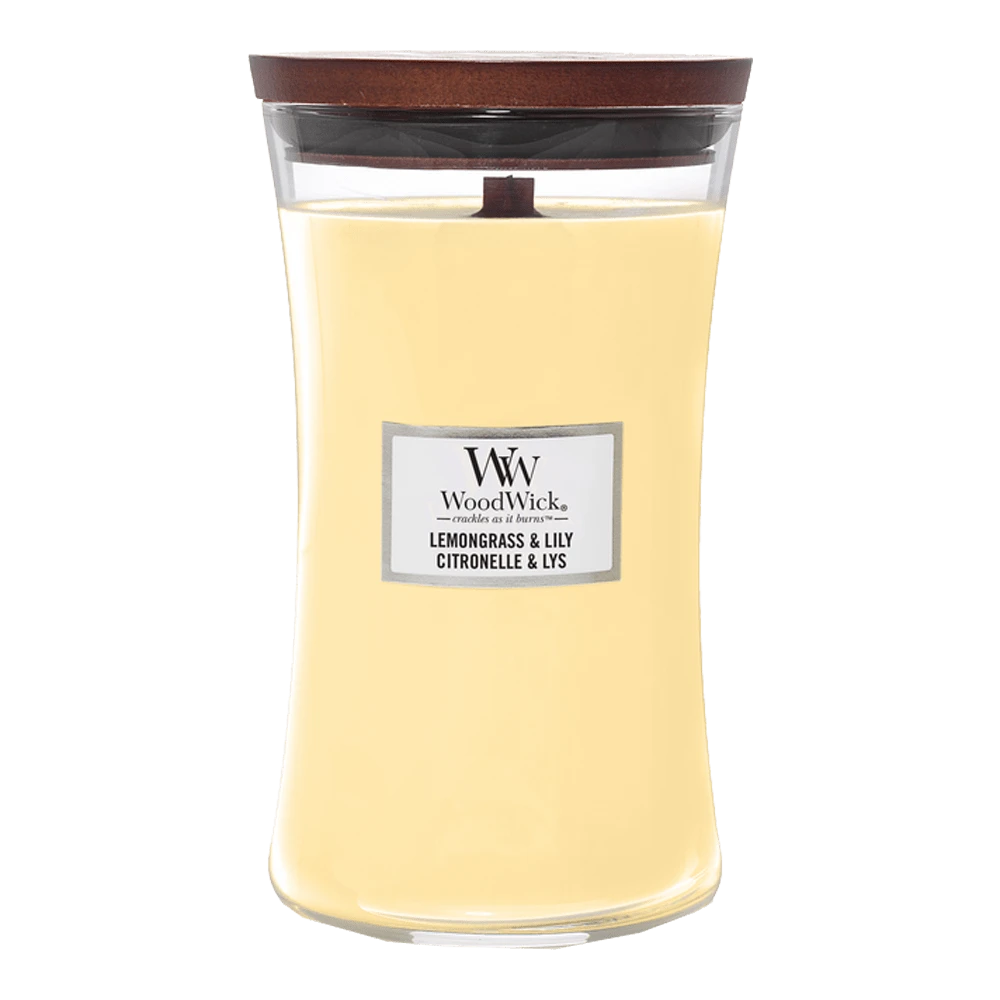 Woodwick Lemongrass & Lily Large Candle - Geurkaars