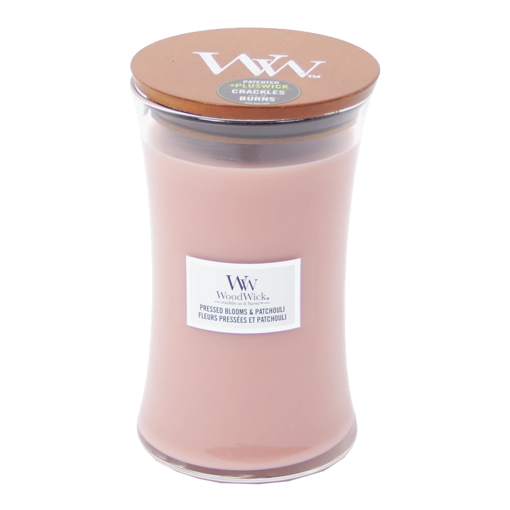 Woodwick Pressed Blooms & Patchouli Large Candle - Geurkaars