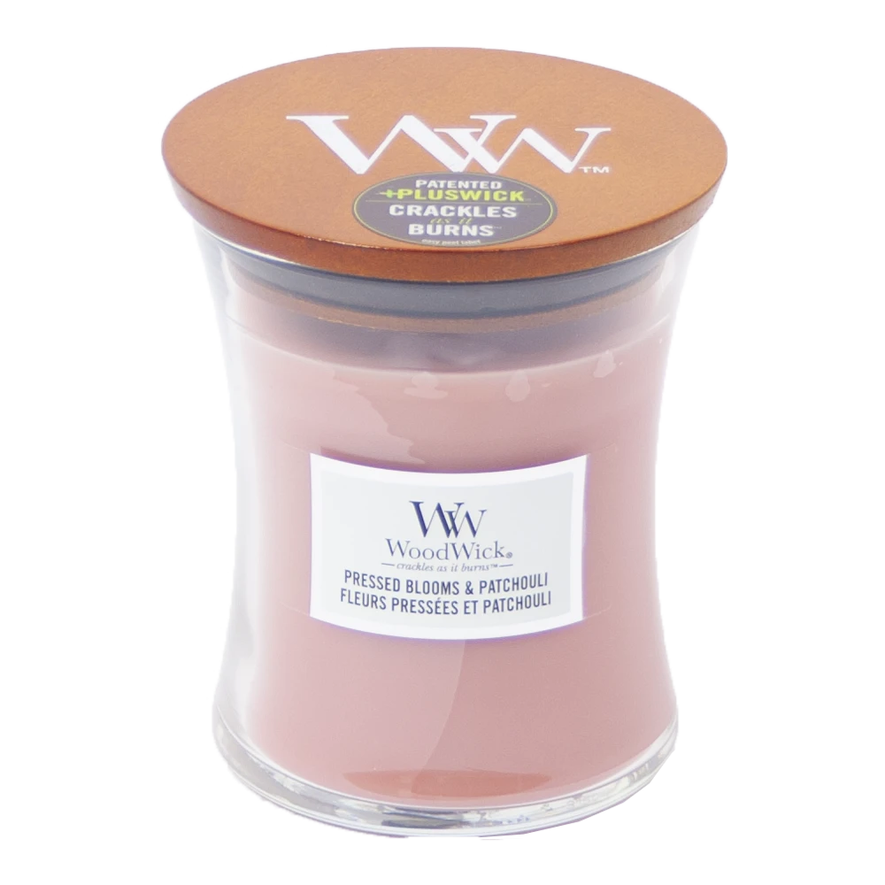 Woodwick Pressed Blooms & Patchouli Medium Candle - Geurkaars