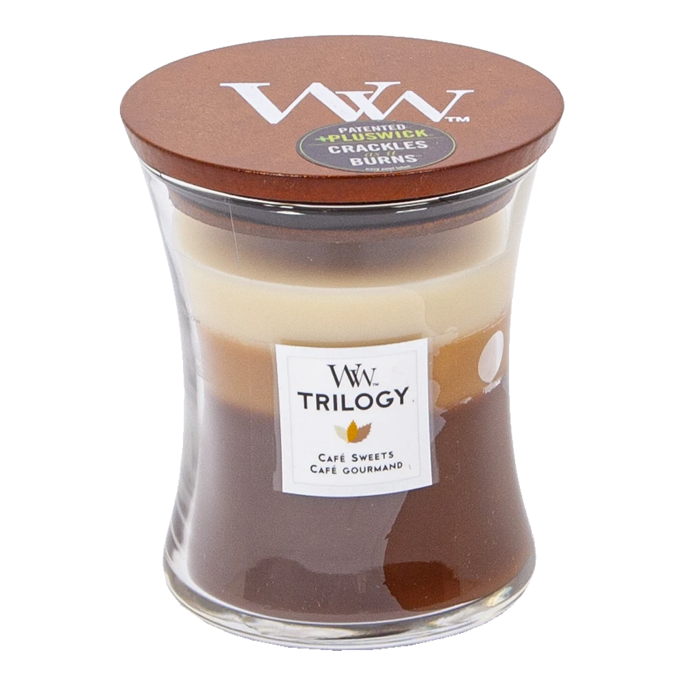 Woodwick Trilogy Cafu00e9 Sweets Medium Candle - Geurkaars