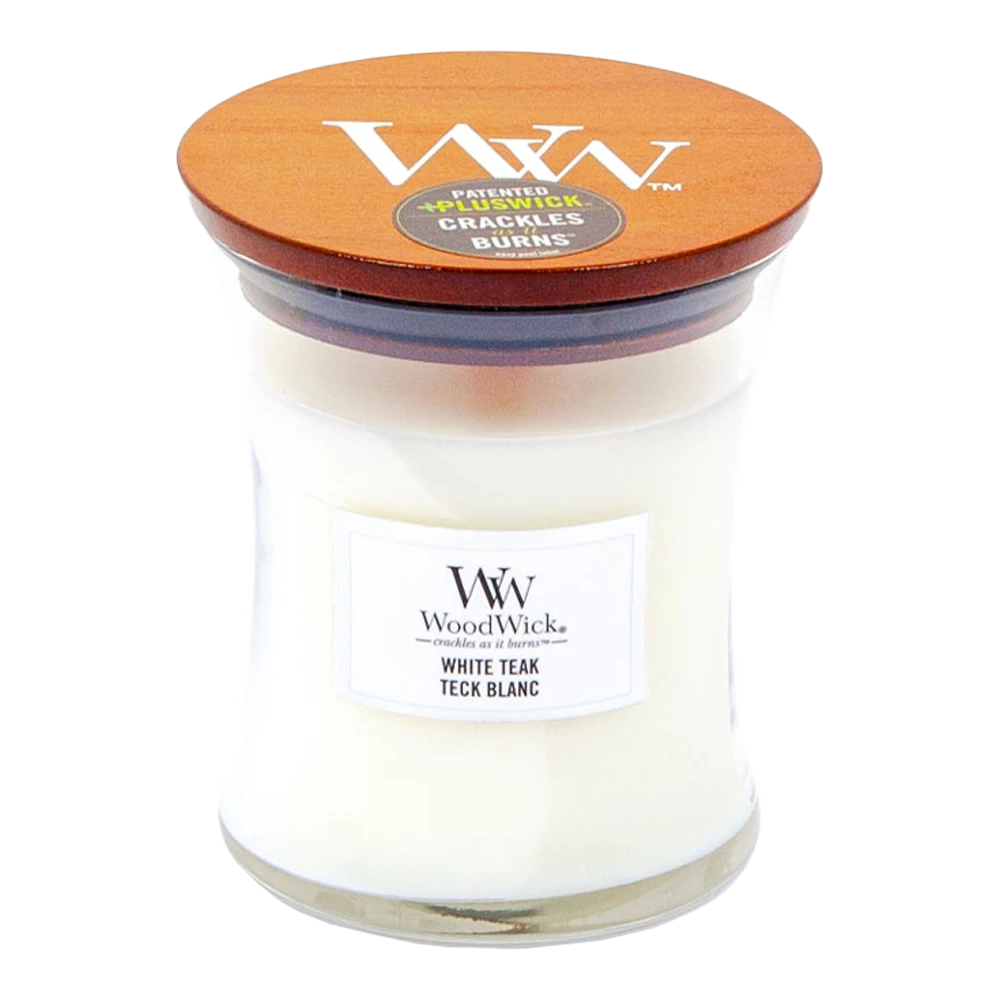 Woodwick White Teak Medium Candle - Geurkaars