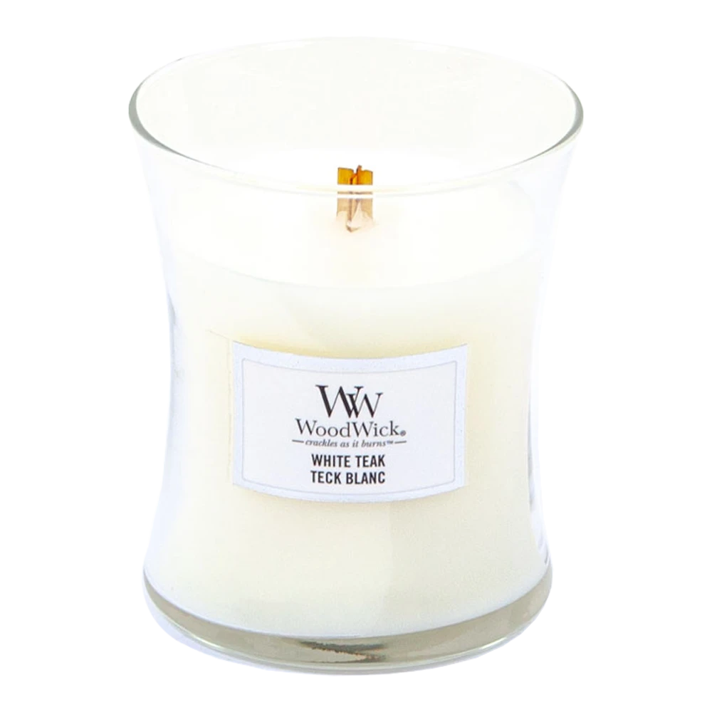 Woodwick White Teak Medium Candle - Geurkaars - Afbeelding 2